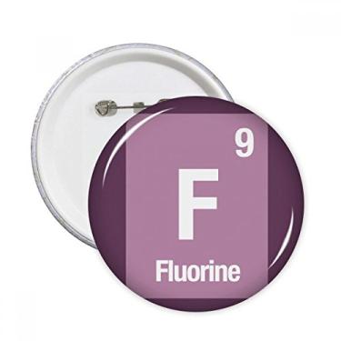 Imagem de F Flúor Elemento Químico Ciência Pinos Redondos Emblema Botão Decoração Acessório 5 peças