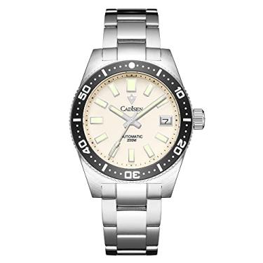 Imagem de CADISEN Relógios automáticos masculinos mecânicos NH35 movimento casual masculino relógio de pulso à prova d'água vidro safira (branco), Branco