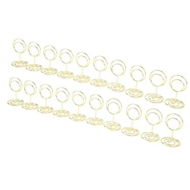 Imagem de Porta-cartões de mesa de metal resistente, 20 peças, suportes de números amplamente utilizados, suporte de festa estável em forma redonda (cor dourada)