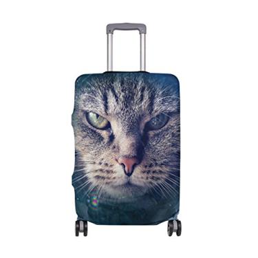 Imagem de Capa protetora de bagagem vintage Galaxy Space Stars Cat astronauta para viagem, crianç...
