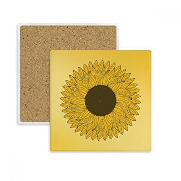 Imagem de Porta-copos de flor amarelo girassol planta quadrada tapete para caneca subplaca suporte isolante pedra