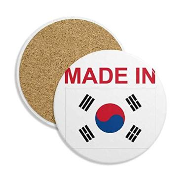 Imagem de Feito na Coreia do Sul, Country Love Porta-copos de cerâmica, suporte de caneca, pedra absorvente para bebidas, presente de 2 peças