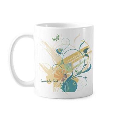 Imagem de Caneca elegante de flor rural de borboleta, caneca de cerâmica e porcelana para café
