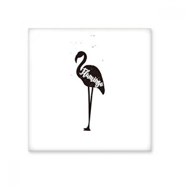 Imagem de Azulejo de cerâmica de flamingo, preto e branco, decalque brilhante de tijolos esmaltados
