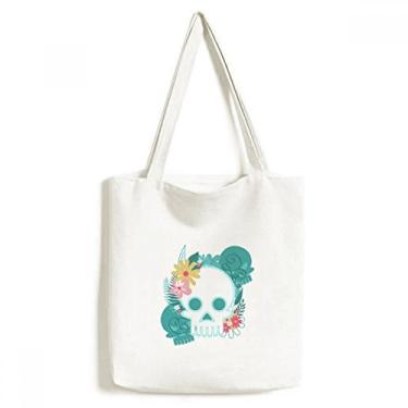 Imagem de Bolsa de lona com ilustrações de crânio morto morto do México bolsa de compras casual bolsa