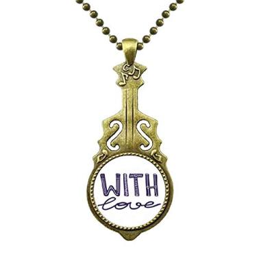 Imagem de DIYthinker Colar com citação fofa com amor e escrita à mão, joia antiga com pingente de música