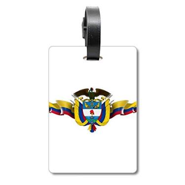 Imagem de Bandeira da América da Colômbia com emblema nacional de mala, etiqueta para bagagem e cartão de bagagem