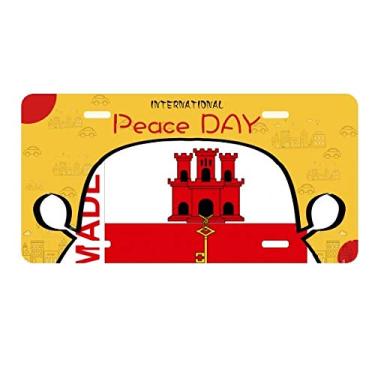 Imagem de DIYthinker Placa de licença Made in Gibraltar Country Love Decoração de carro Dia da Paz