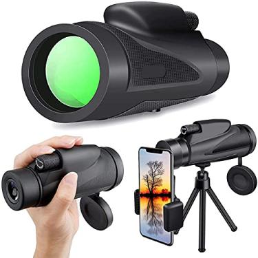 Imagem de Monóculos 12x50 à prova d'água e antiembaçante Monóculos de alta definição e alta ampliação com adaptador de telefone inteligente e tripé adequados para celular
