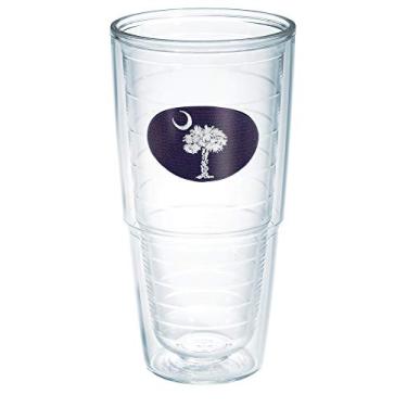 Imagem de Tervis Copo isolado de parede dupla com bandeira da Carolina do Sul feito nos EUA, 680 g - sem tampa, azul marinho e branco