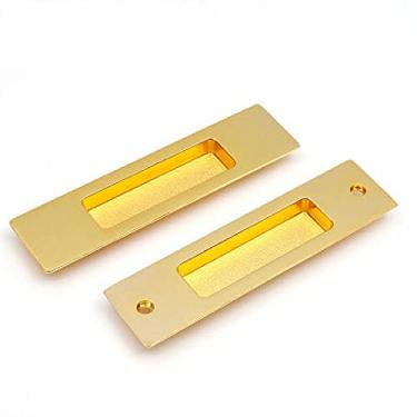 Imagem de 1 conjunto de maçaneta de porta Hidde em liga de zinco embutido moderno Duplo puxador retro bronze Ouro preto Prata Armários de porta deslizante Hardware, ouro