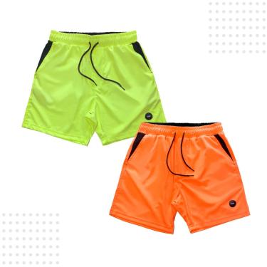 Imagem de Bermuda Shorts Masculino Treino Praia Verão Academia Kit c2 1 amarelo 1 laranja