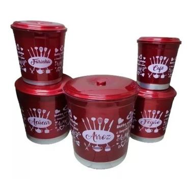 Imagem de Jogo Mantimentos Pote Decorado Alumínio Color 5 Peças