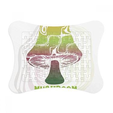 Imagem de Linda moldura de quebra-cabeça com ilustração de criatura de cogumelo verde para decoração de imagem
