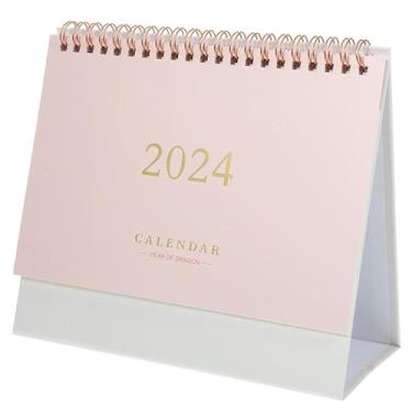 Imagem de Mesa de pé calendário 2024 desktop pequeno planejador mensal mesa escritório mini mesa agenda parede decorativa diária (Rosa)