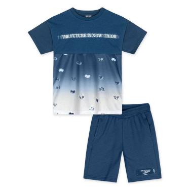 Imagem de Tigor Conjunto Camiseta Estampada e Bermuda Azul