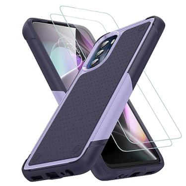 Imagem de Jeylly Capa para Motorola Moto G 5G 2022, amortecedor de TPU de silicone macio de camada dupla e amortecedor traseiro de policarbonato rígido, 3 em 1, capa resistente à prova de quedas para Moto G 5G 2022, roxo