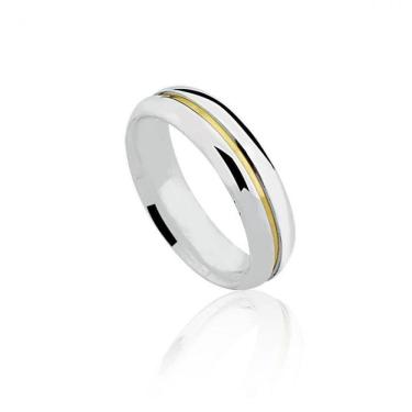 Imagem de Aliança Prata 925 Tradicional com um Filete Ouro Prata 22