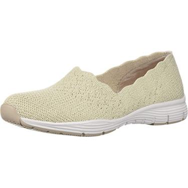 Imagem de Skechers Seager feminino – Stat – Gola recortada, sem cadarço em malha sintética projetada – Ajuste clássico, Natural, 5