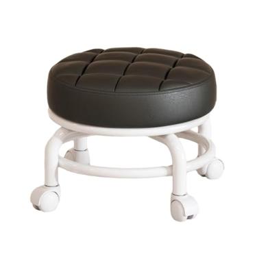 Imagem de Generic Assento de rolo baixo, banco preguiçoso para trabalho doméstico, redondo, cadeira giratória para adultos, polia, rodízios giratórios universais para, preto