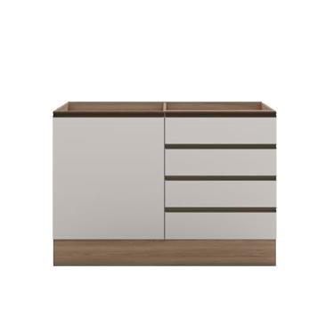 Imagem de Balcão de Pia 4 Gavetas Etna Carvalho OAK Off White - Poliman