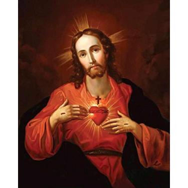 Imagem de Sagrado Coração de Jesus (1842) de Carl Dietrich - 50x61 - Tela Canvas Para Quadro