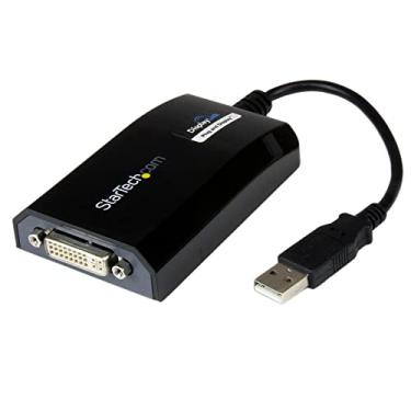 Imagem de StarTech.com Adaptador USB para DVI – 1920 x 1200 – Placa de vídeo e gráficos externos – Cabo adaptador de monitor duplo – Suporta Mac e Windows (USB2DVIPRO2), preto