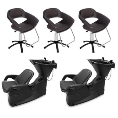 Imagem de Kit 2 Lavatório De Cabelo Para Salão 3 Cadeira Primma Dompel