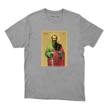 Imagem de Camiseta Masculina Algodao Estampa Santo São Paulo Tecido Macio Otima Qualidade