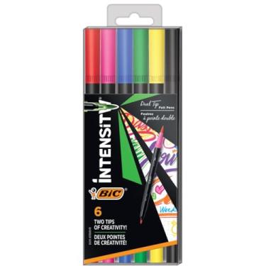 Imagem de BIC Intensity Caneta fina de ponta dupla 2 em 1, cores de tinta sortidas, 6 unidades