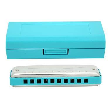 Imagem de Blues Harmonica, Gaita de Blues Portátil, 10 Furos, Bocal, Chave C, Capa de Aço Inoxidável Pequenos Presentes Portáteis para Pessoas Dedicadas e Iniciantes (Azul) Acessórios Jogados