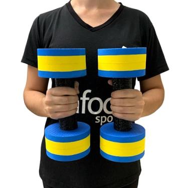 Imagem de Halter de Hidroginástica Redondo em EVA DF4015-AZ 1-2Kg Azul/Amarelo Dafoca Sports