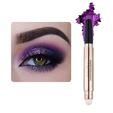 Imagem de LOKFAR Palito de Sombra para Maquiagem Cosméticos Iluminador de Olhos, Lápis de Sombra Creme Rotativo, Bastão de Sombra Brilhante com Esponja para Maquiagem para os Olhos (08# Violeta Brilhante)