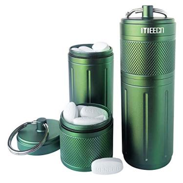 Imagem de MEECN Organizador de comprimidos grande de duas camadas, recipiente de alumínio, impermeável, pode armazenar pílulas de qualquer tamanho, vitaminas, óleo de fígado de bacalhau, suplementos e