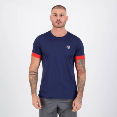 Imagem de Camiseta Fila FBox II Marinho e Vermelho-Masculino