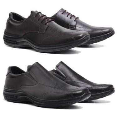 Imagem de Kit 2 Pares Sapato Social Com e Sem Cadarço Conforto KC-Masculino