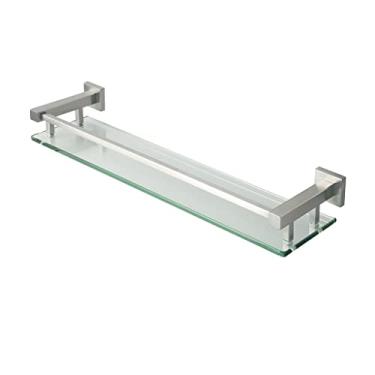 Imagem de Prateleiras de chuveiro Prateleiras de banheiro, prateleira de vidro temperado, montagem na parede, trilho de aço inoxidável, prateleira de banheiro, organizador de shampoo, acessórios de banheiro