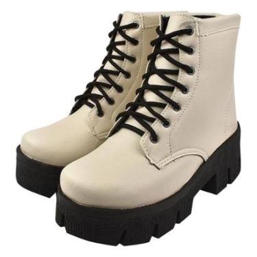 Imagem de Coturno Feminino Bota CM Calçados Confortável Macio Plataforma Tratorado-Feminino