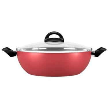 Imagem de Brinox - Wok com Tampa de Vidro e Alças Chilli 28Cm - Cereja