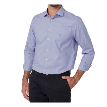 Imagem de Camisa Masculina Dudalina ML Slim Fit Wrinkle Azul - 5306315-Masculino