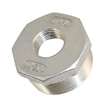 Imagem de 1/4" macho x 1/8" fêmea redutor de rosca bucha tubo ajuste, adaptador, aço inoxidável SS 304 NPT, WJ, 2" Male x 3/4" Female