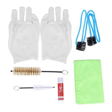 Imagem de Kit de limpeza de trompete, kit de limpeza de buzina, ferramenta com luvas de escova de pano de limpeza para latão para trompetes, cornetas, cones, eufônios, tubas