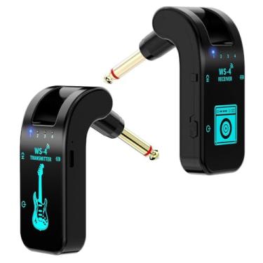 Imagem de Deevoka Transmissor e receptor portátil para de guitarra, 8 canais, suprimentos multiuso, recarregável para baixo, teclado e guitarra, PRETO