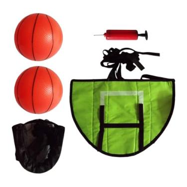 Imagem de Dynwave Mini cesta de basquete para acessório de trampolim, trampolim para todas as idades quadro de basquete leve rodapé, com 2 bolas