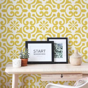 Imagem de Estêncil de piso vintage retrô de 60 cm, rococó, barroco, vintage, para decoração, pintura, padrões grandes, paredes, grandes modelos de parede de nicho para azulejos, pintura de madeira