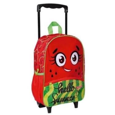 Imagem de Mochila Melancia Infantil Rodinha Carrinho Escolar Tam M-Feminino