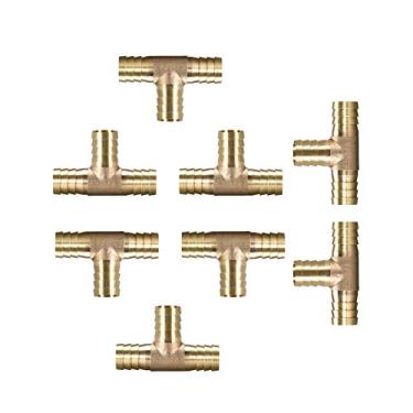 Imagem de 3 peças 16 mm ou 5/20.3 cm ID Brass Barb Splicer Fitting ATITOWEL T-shaped 3 Ways Brass Hose Splicer Fitting for Air Water Gas Fuel Oil Inertes Gases