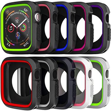 Imagem de D & K Exclusives Capa à prova de choque compatível com Apple Watch Series SE 6 5 4 [SEM protetor de tela] Capa protetora esportiva para iWatch 40 mm, mulheres, homens e crianças, GPS, pacote com 10,