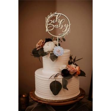 Imagem de Oh Baby Cake Topper,Rural Baby Shower Decoration, Boys and Girls Gender Reveal Party, Wooden（2）