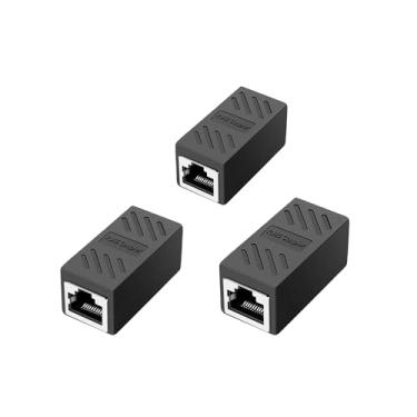 Imagem de Acoplador RJ45, acoplador Ethernet, acoplador Cat6, pacote com 3 acopladores em linha para adaptador extensor de cabo Ethernet Cat8/Cat7/Cat6/Cat5e/Cat5 para PC/roteador/modem, fêmea para fêmea